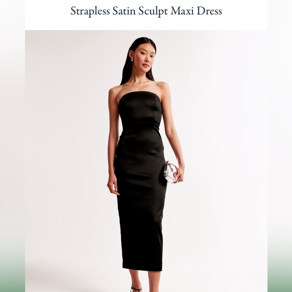 Abercrombie & Fitch Strapless Satin Sculpt Maxi Dress